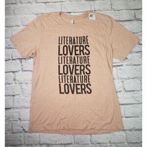 NWOT SCREEN PRINTED GRAPHIC TEE SIZE LARGE LITERATURE LOVER & RUV N' WHITTY